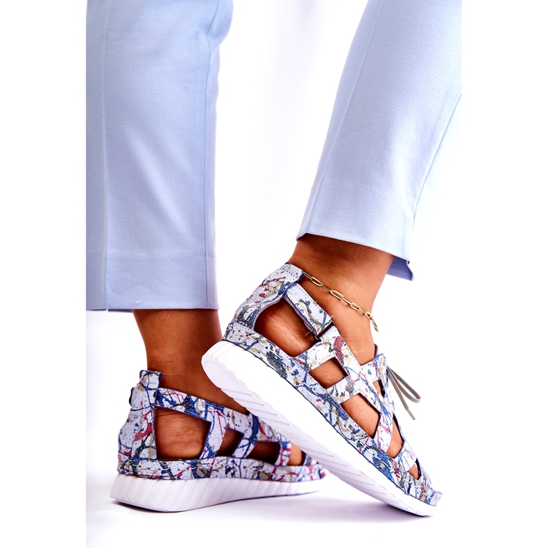 Maciejka Sandálias Femininas de Couro com Velcro 05375-06 Azul 4 Maciejka Sandálias Femininas de Couro com Velcro 05375-06 Azul 4