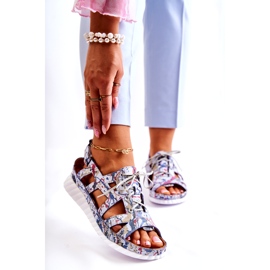 Maciejka Sandálias Femininas de Couro com Velcro 05375-06 Azul 1 Maciejka Sandálias Femininas de Couro com Velcro 05375-06 Azul 1