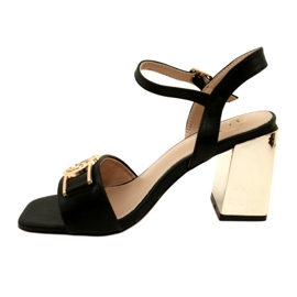 Filippo Sandálias femininas em um poste de ouro com um ornamento DS4502 BK Black preto 2