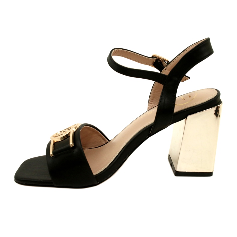 Filippo Sandálias femininas em um poste de ouro com um ornamento DS4502 BK Black preto 2