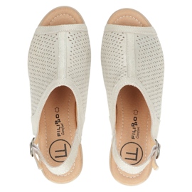 Sandália de couro vazada Filippo bege/dourada DS4475 dourado 5