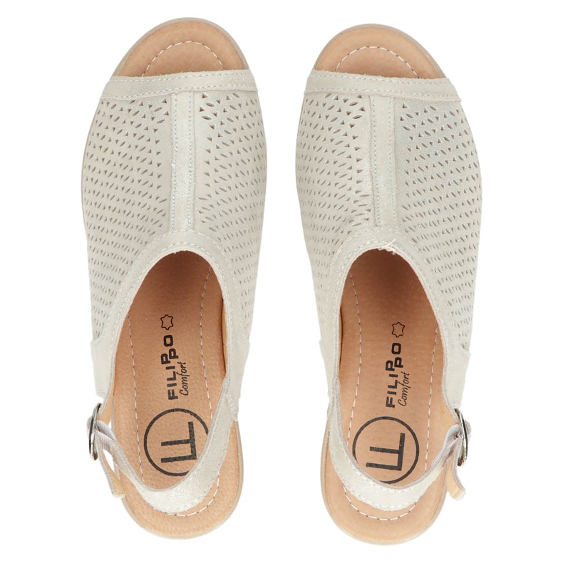 Sandália de couro vazada Filippo bege/dourada DS4475 dourado 5