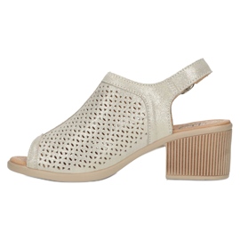 Sandália de couro vazada Filippo bege/dourada DS4475 dourado 4