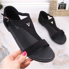 Sandálias rasas de camurça pretas de mulher Vinceza 17270 preto 1