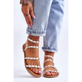 PG1 Sandálias femininas com tachas decorativas brancas Dorothy branco 1