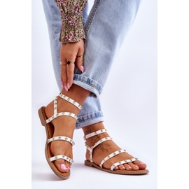 PG1 Sandálias femininas com tachas decorativas brancas Dorothy branco 2