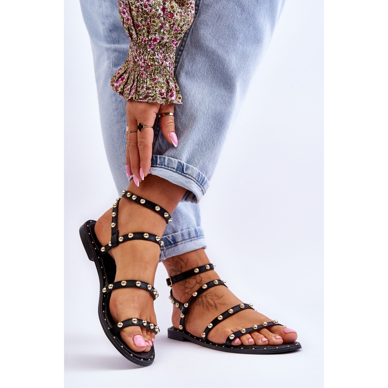 PG1 Sandálias femininas com tachas decorativas pretas Dorothy preto 2