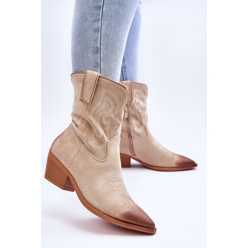 PG1 Botas de vaqueiro de camurça bege Klaira 2