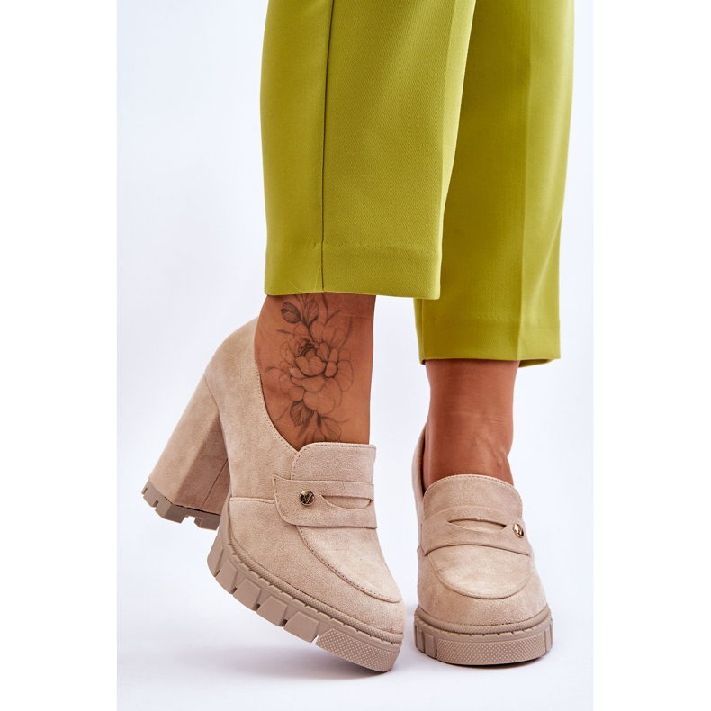 Vinceza Camurça Elegante Salto Alto Bege Mintore 1