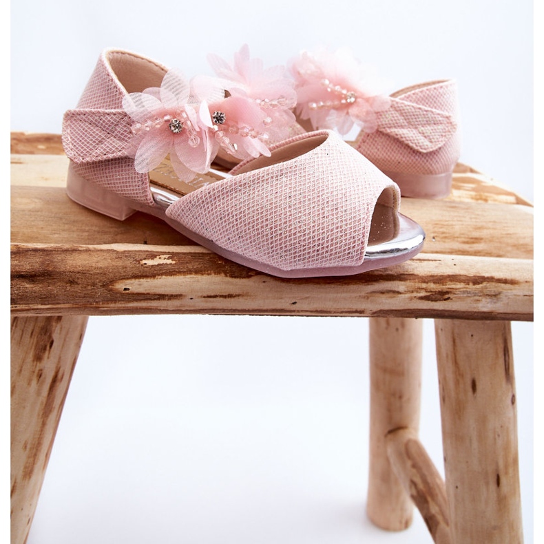 Vinceza Sandália Infantil Velcro Com Flores Rosa Fiona 1