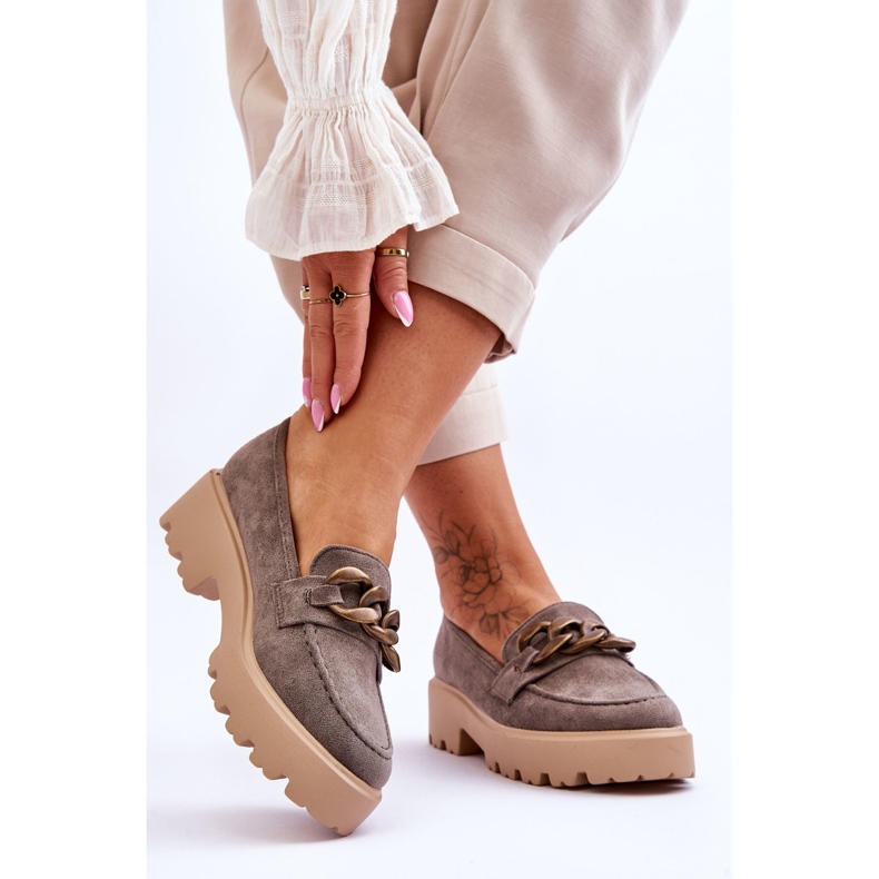 Mocassim feminino de camurça S.Barski HX52-222 cinza 2