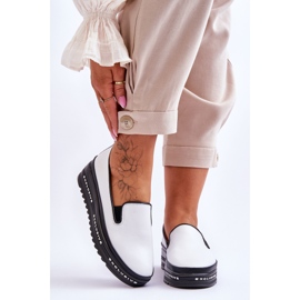 S.Barski Tênis plataforma de couro sem cadarço branco Madeline 1