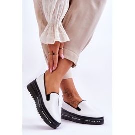 S.Barski Tênis plataforma de couro sem cadarço branco Madeline 2