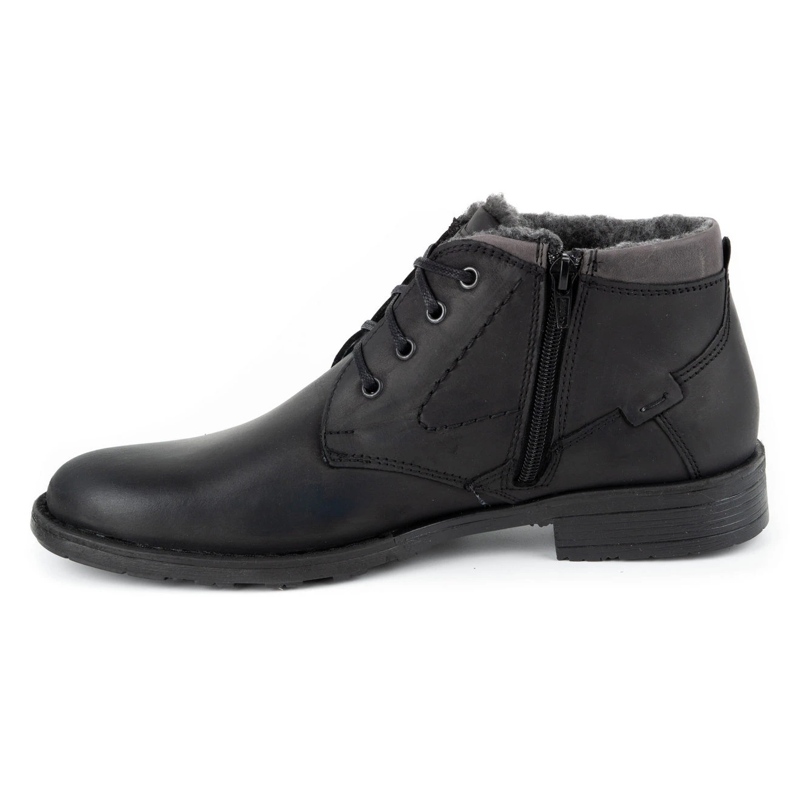 Polbut Botas de inverno em pele de homem C16S preto com cinza 2