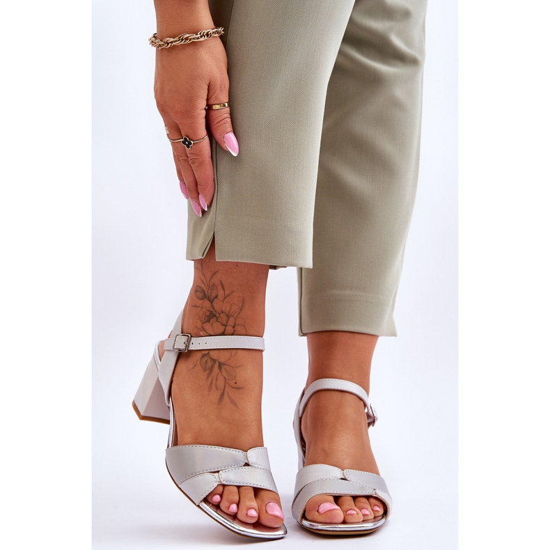 Sandália salto baixo cinza Sergio Leone SK898 1