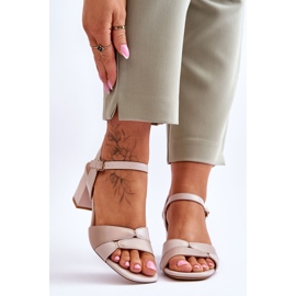 Sergio Leone SK898 Sandália Salto Baixo Bege 1