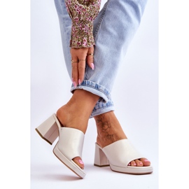 Chinelos de salto da moda Sergio Leone KL322 Pérola bege 2