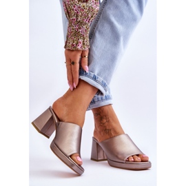 Chinelos de salto alto da moda Sergio Leone KL322 prata escura 2