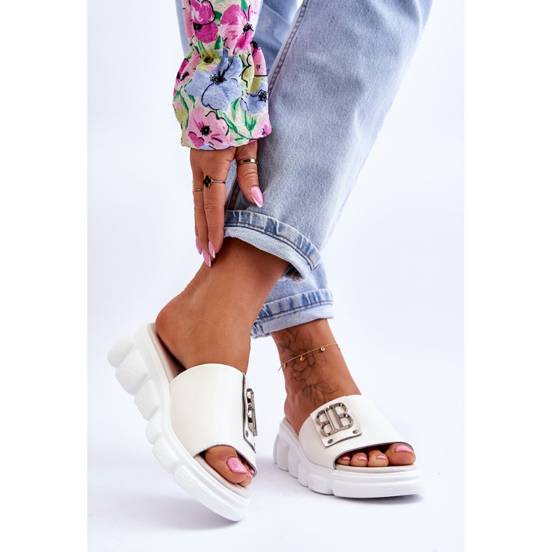 Vinceza Chinelos femininos plataforma com decoração Monroe bege 2