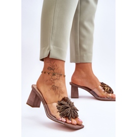 Chinelos de salto alto transparentes da moda S.Barski KV-AP658-1 marrom castanho 2