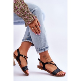 Sandália rasa feminina S.Barski KV-541-120 preta preto 2