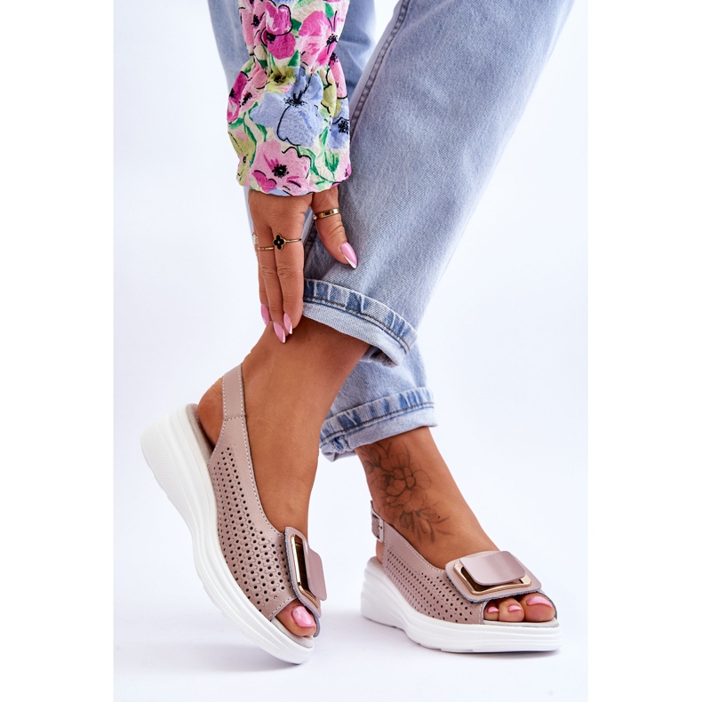 Sandálias de couro perfuradas S.Barski BN291 rosa 2