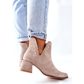 Lewski Shoes Botas de camurça femininas com recortes Lewski Cappuccino 3074 / B bege 4