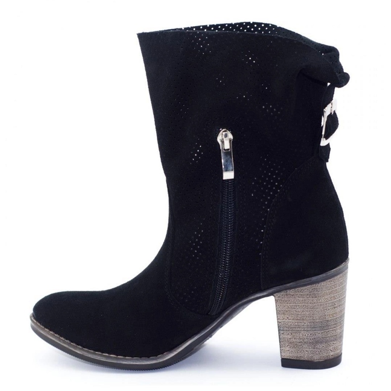Olivier Botas pretas Sophia de couro perfurado preto 1
