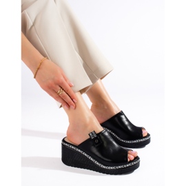 Chinelos de cunha Shelovet pretos de mulher 1