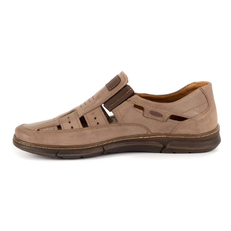 KENT Sapatos masculinos abertos 601 verão marrom castanho 1