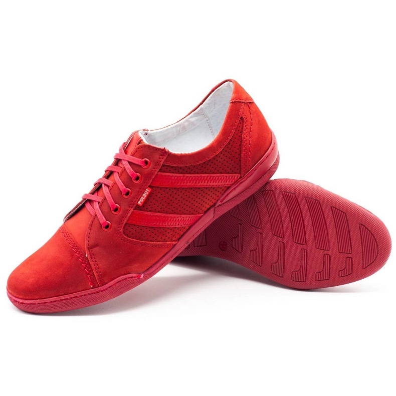 Polbut Sapatos masculinos casuais R3 Perfuração vermelho 1