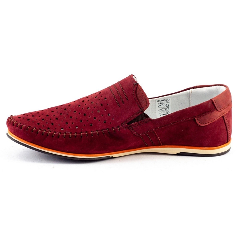 KOMODO Sapatos masculinos mocassins 876 verão cor de vinho vermelho 1