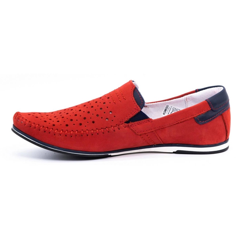 KOMODO Sapatos masculinos mocassins 876 verão vermelho 1
