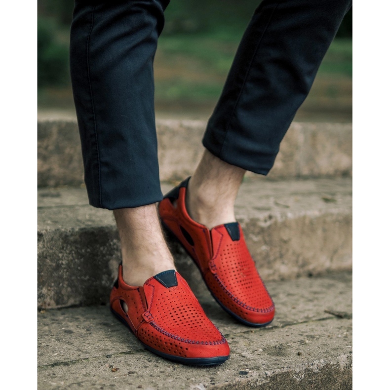 Mario Pala Sapatos masculinos mocassins vermelho verão 901 1