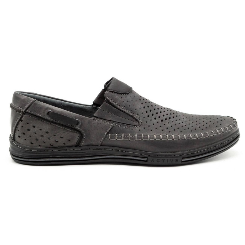 Polbut Sapatos de verão de couro cinza masculino 09 2