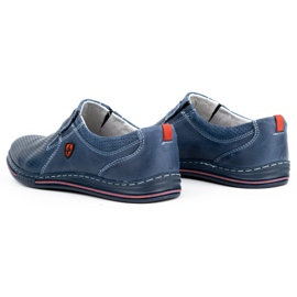 Polbut Sapatos masculinos de couro 362 com perfuração azul marinho 6