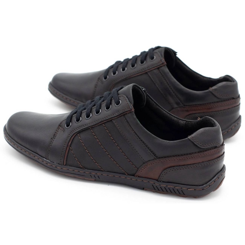 Mario Pala Sapatos de couro masculino 616 pretos 1