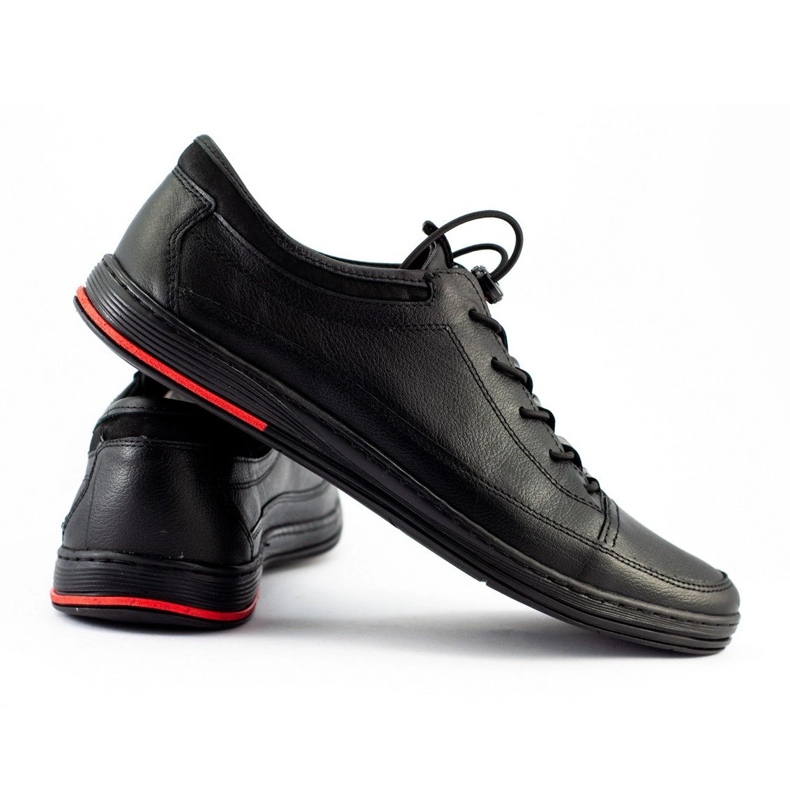 Polbut Sapatos masculinos de couro preto casual K22 2