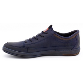 Polbut Sapatos masculinos casuais de couro K22 azul marinho com marrom castanho multicolorido 1