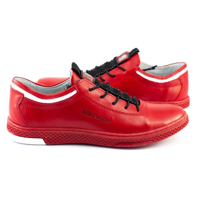 Polbut Sapatos casuais de couro masculino K23 vermelho 2