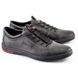 Polbut Sapatos casuais de couro masculino K23 cinza 1