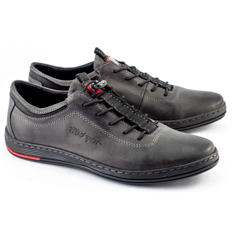 Polbut Sapatos casuais de couro masculino K23 cinza 1