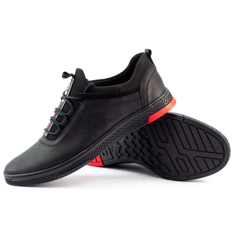 Polbut Sapatos masculinos de couro preto casual K24 1