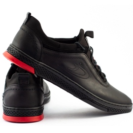 Polbut Sapatos masculinos de couro preto casual K24 2
