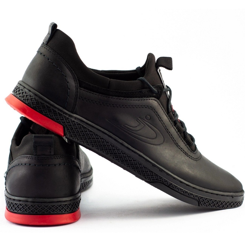 Polbut Sapatos masculinos de couro preto casual K24 2