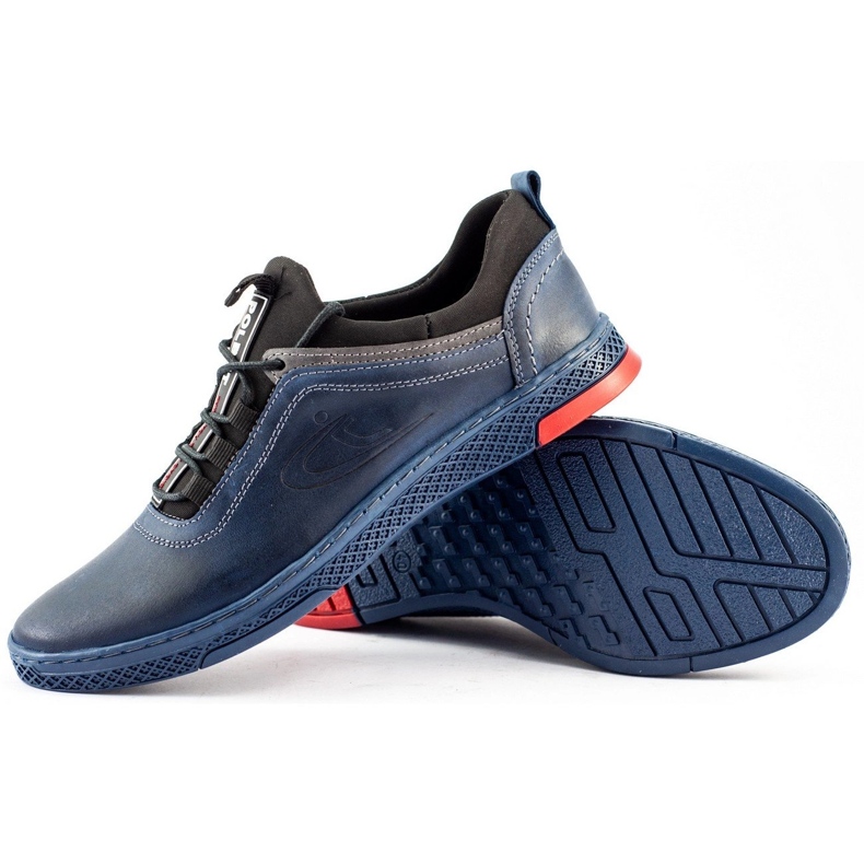Polbut Sapatos masculinos casuais de couro K24 azul marinho 1
