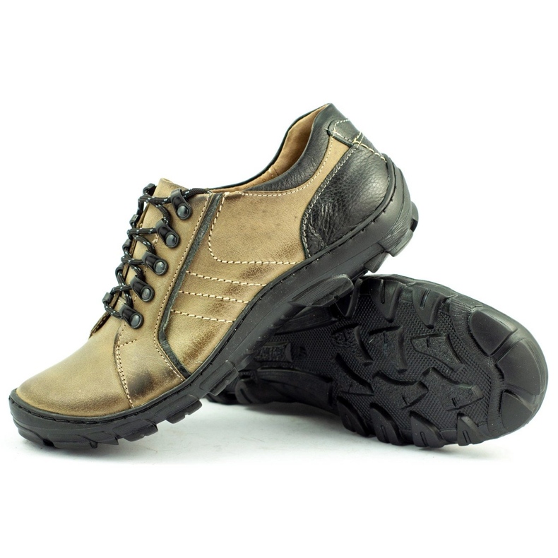 KOMODO Sapatos de trekking masculinos de couro 904 multicolorido verde 2