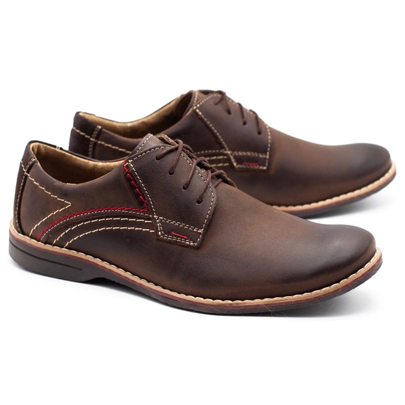 Sapatos masculinos de couro Olivier 242 marrom 2