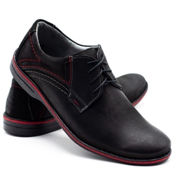 Sapatos masculinos de couro Olivier 242 pretos 1