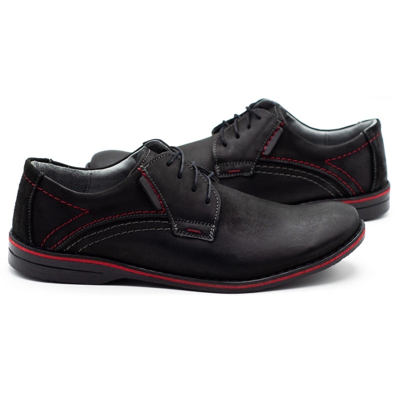Sapatos masculinos de couro Olivier 242 pretos 2